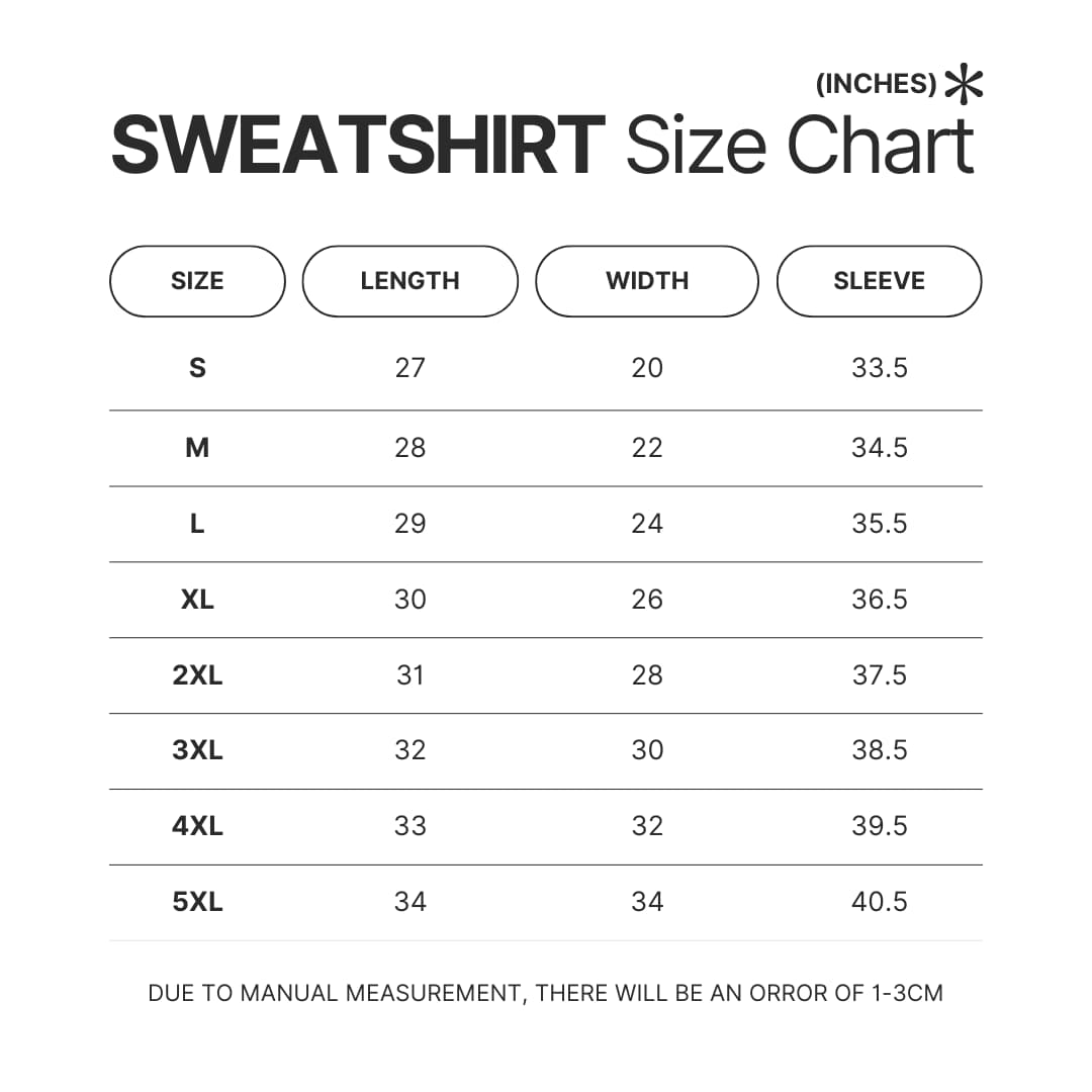 Sweatshirt Size Chart - Shrek Stuff