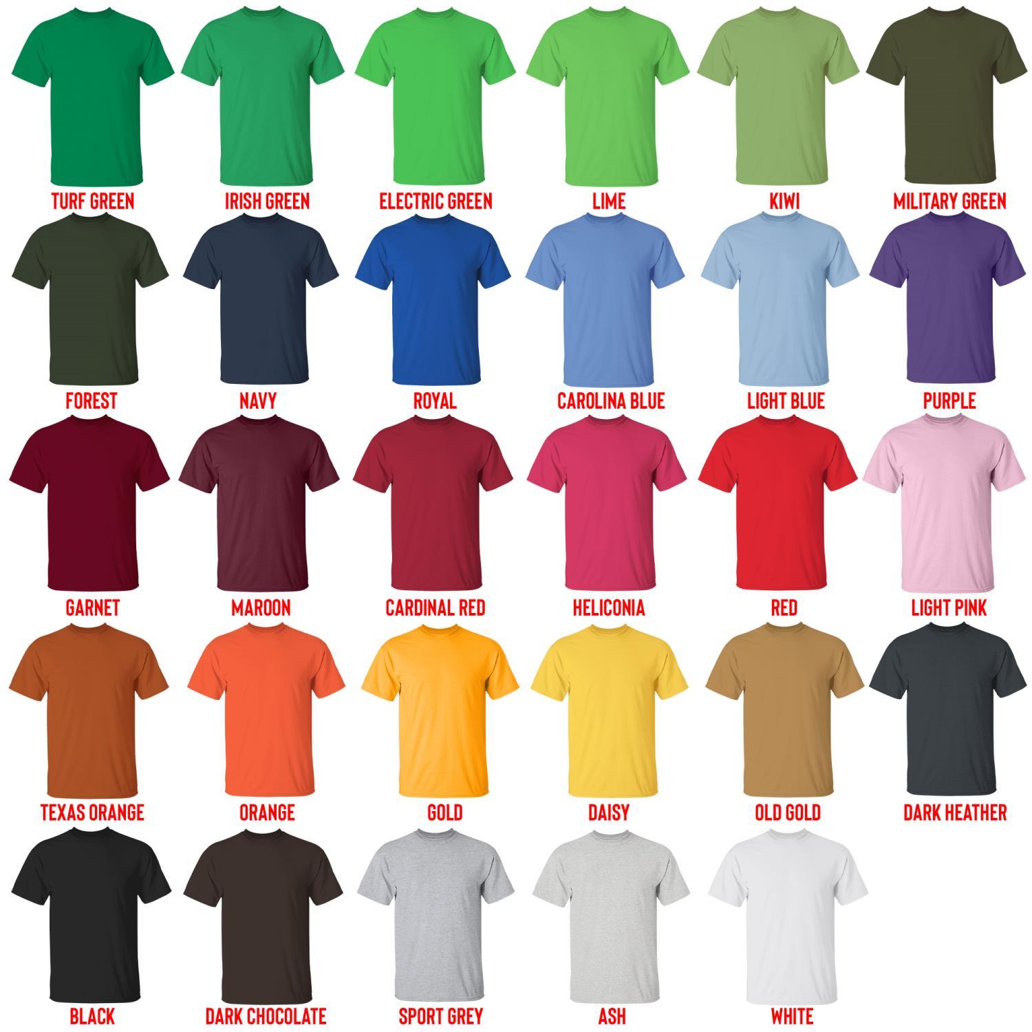 t shirt color chart - Shrek Stuff