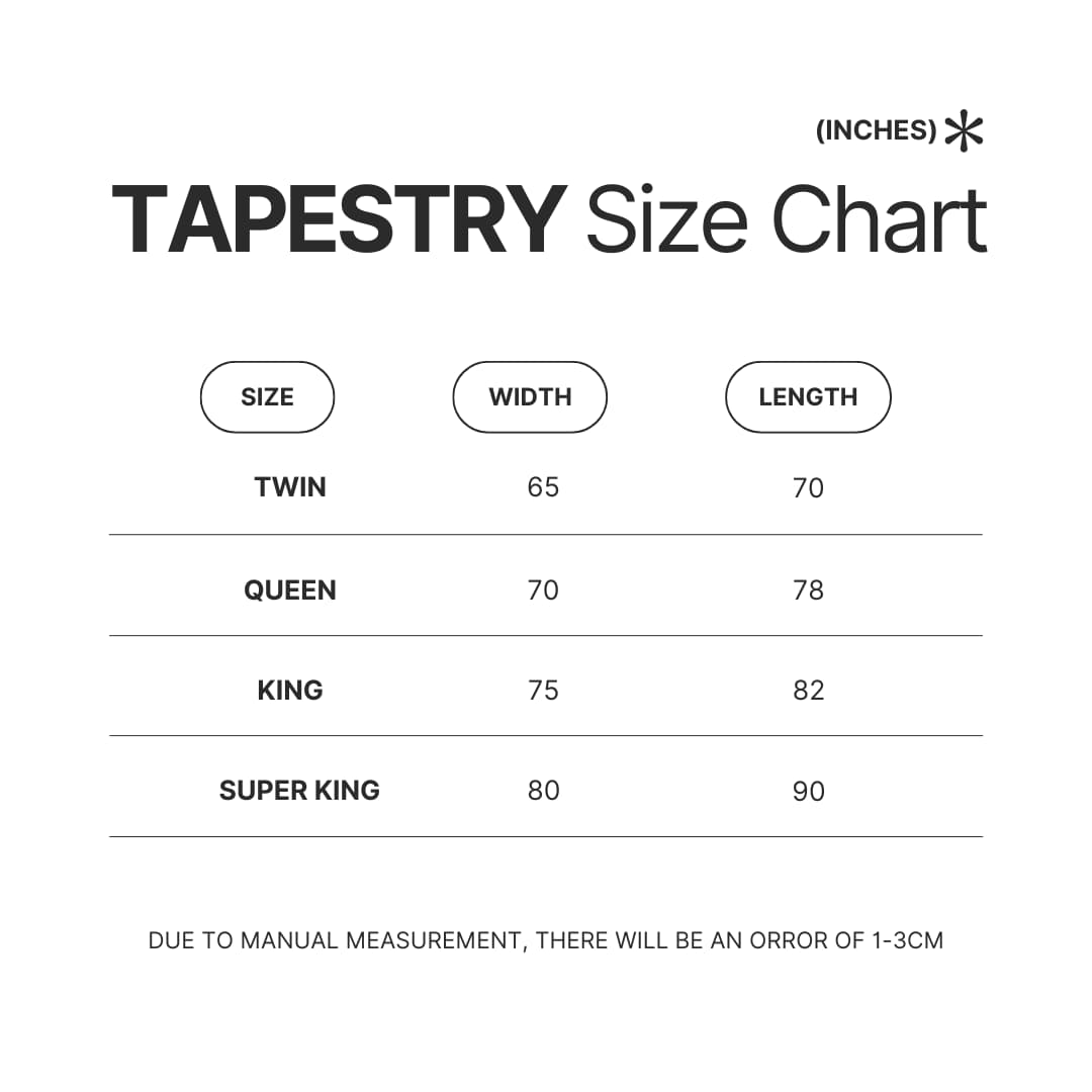 Tapestry Size Chart - Shrek Stuff